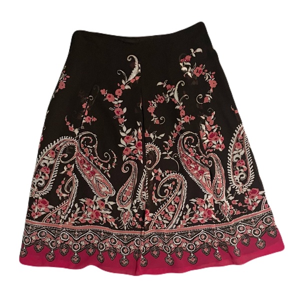 East 5th Brand Women’s Sz 8 Paisley Flowy Brown/Pink Midi Skirt - Picture 2 of 4